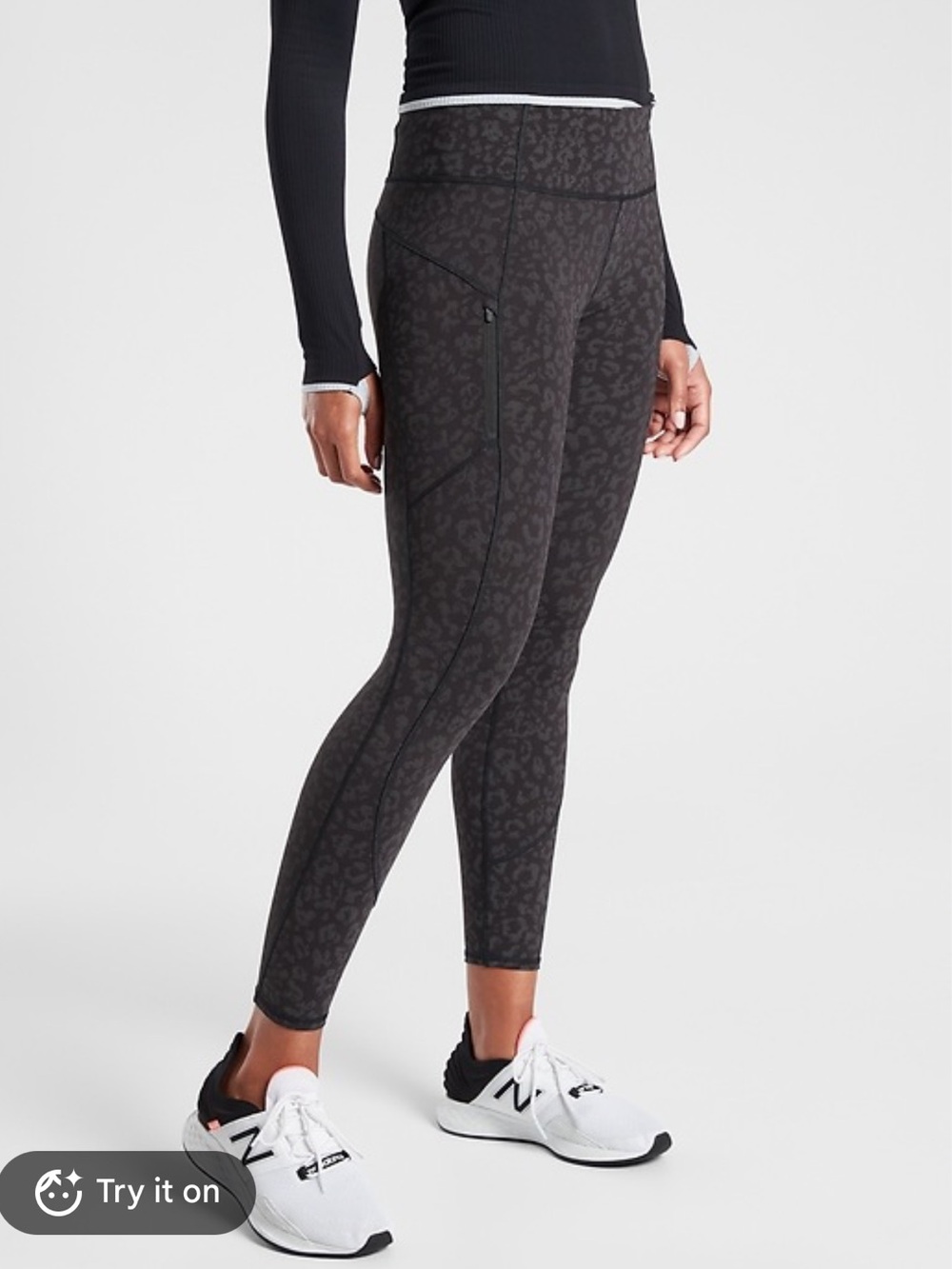 Athleta Rainier Reflective Leopard Leggings Size XS
